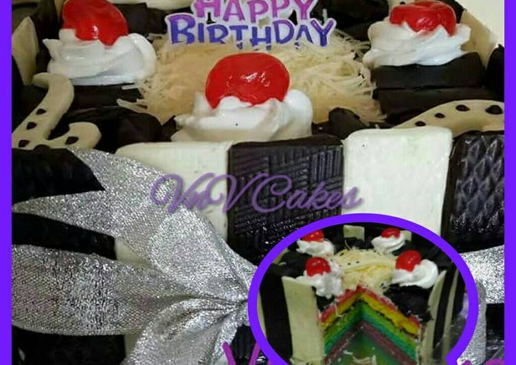Langkah Mudah untuk Membuat Birthday cake base rainbow cake Anti Gagal