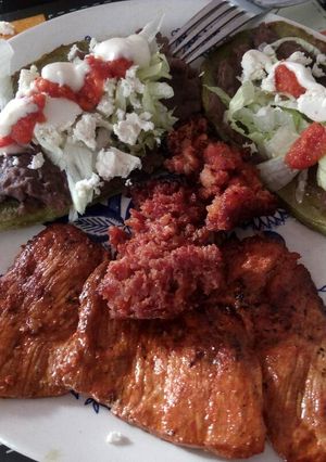 Una foto de Sopes de nopal