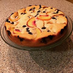 A picture of Peach and Blueberry Coffee Cake.
