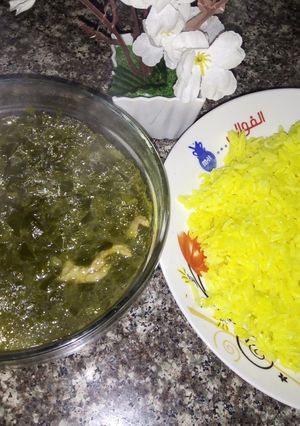 صورة لوصفة سبانخ مع الأرز 😋😋