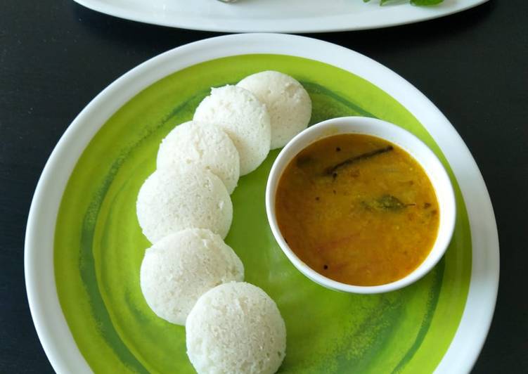 Easiest Way to Make Quick Idli with sambhar