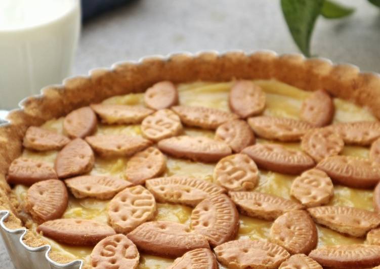 No Bake Lemon Egg tart (Pie Susu Lemon) - biscuits crust, no oven