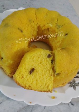 عکسی از دستور کیک گلاب زعفران بدون فر😋