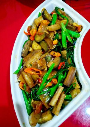 Foto resep Kangkung cah terong