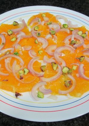 Una foto de Carpaccio de naranja- fácil