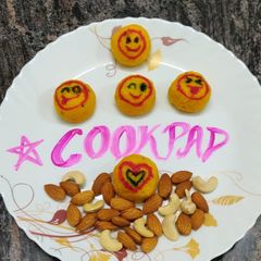 A picture of Emoji mango kalakand ladoo.