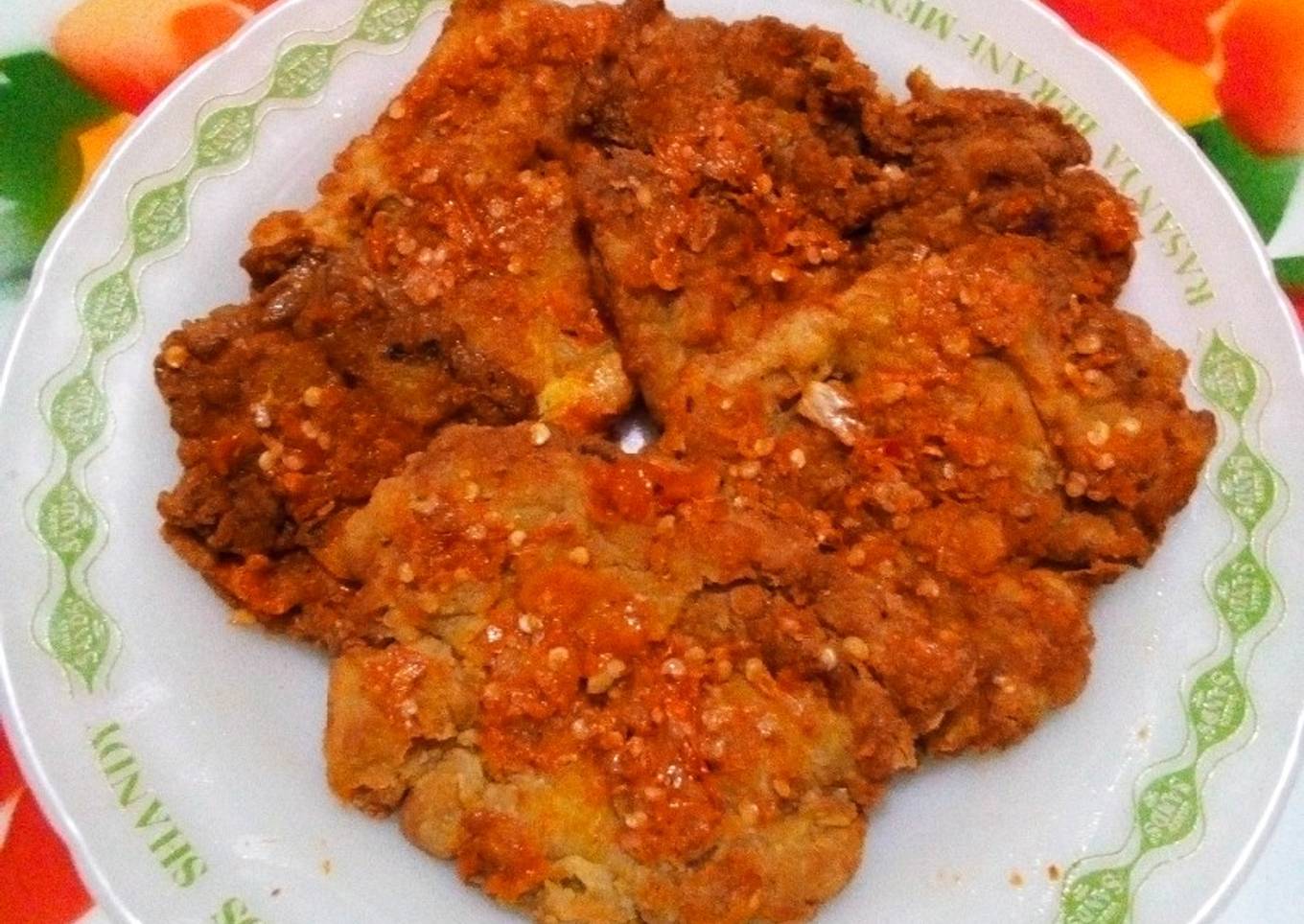 Telor ayam geprek