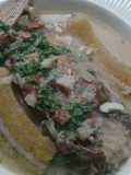 Pescado bocachico frito y guisado con coco