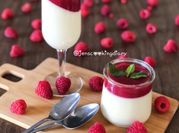 A picture of raspberries panna cotta