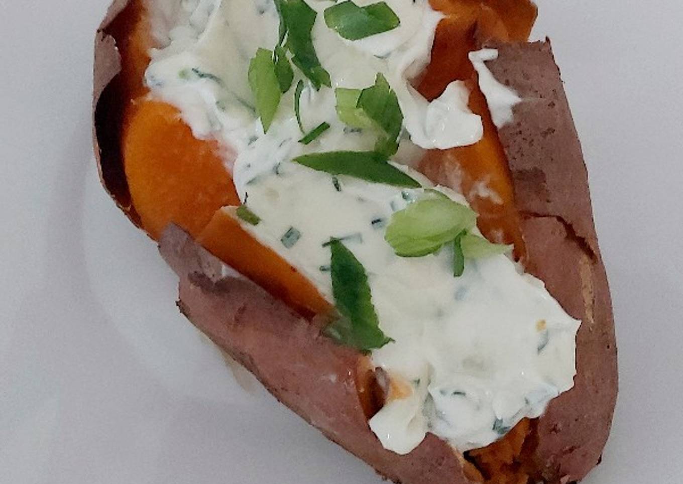 My Sweet Potato with soft cheese, chives + Spring onion Filling❤