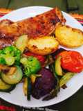 Costilla de cordero con verduras al horno
