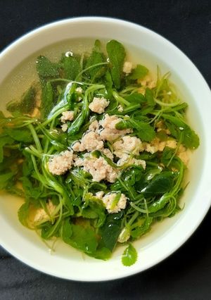 Hình của món Canh cải con nấu thịt bằm.