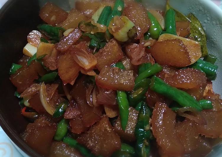Easiest Way to Prepare Yummy Tumis kikil cabe ijo &amp; kacang panjang
