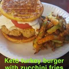 A picture of Keto Turkey Burger with Zucchini Fries.