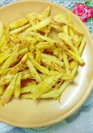 A picture of Rj special French fries in microwave.