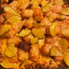 A picture of Bacon cheeseburger tater tot casserole.
