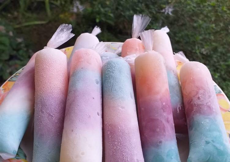 Cara Membuat Es Lilin Pelangi Es Jelly Susu Yang Lezat