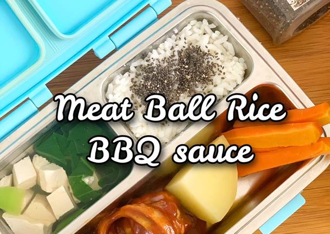 Meat Ball Rice BBQ Sauce