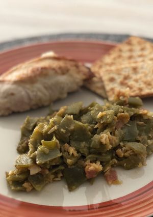 Una foto de Judías verdes rehogadas con ajo y bacon con toque de pimentón