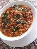 Brown Lentils with Pasta and Spiced Garlic Oil