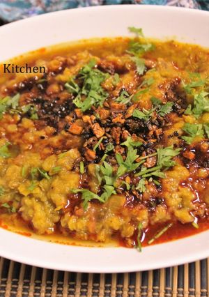 A picture of Masoor Dal Tadka (Tempered Red Lentil Curry).