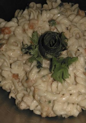 A picture of White sauce pasta.