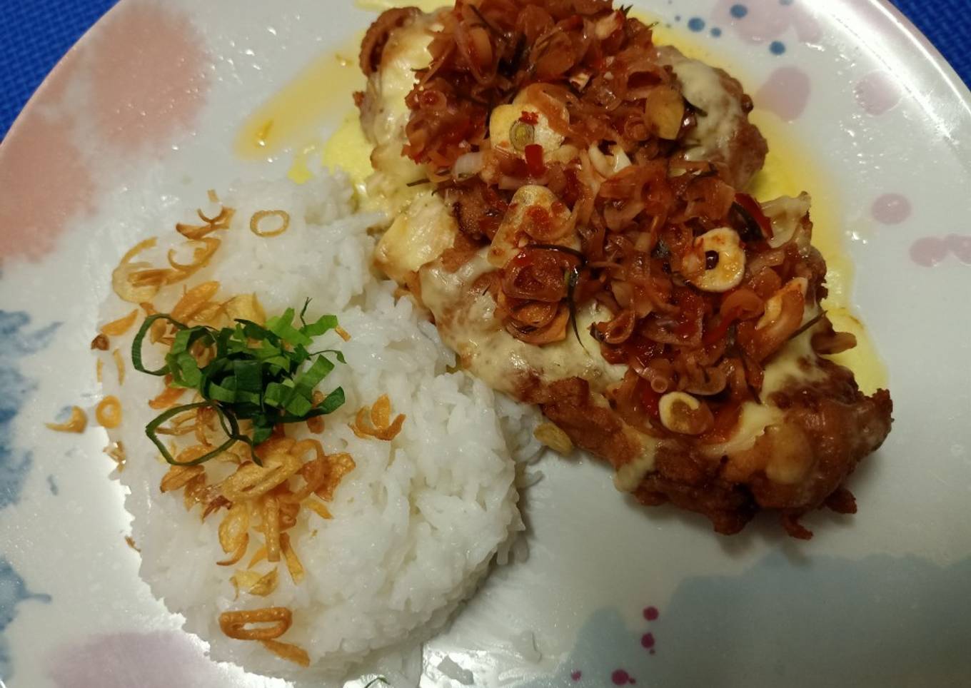 Ayam Geprek Mozarella Sambal Matah