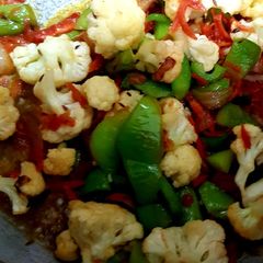 A picture of Shimla mirch with mix sabzi.