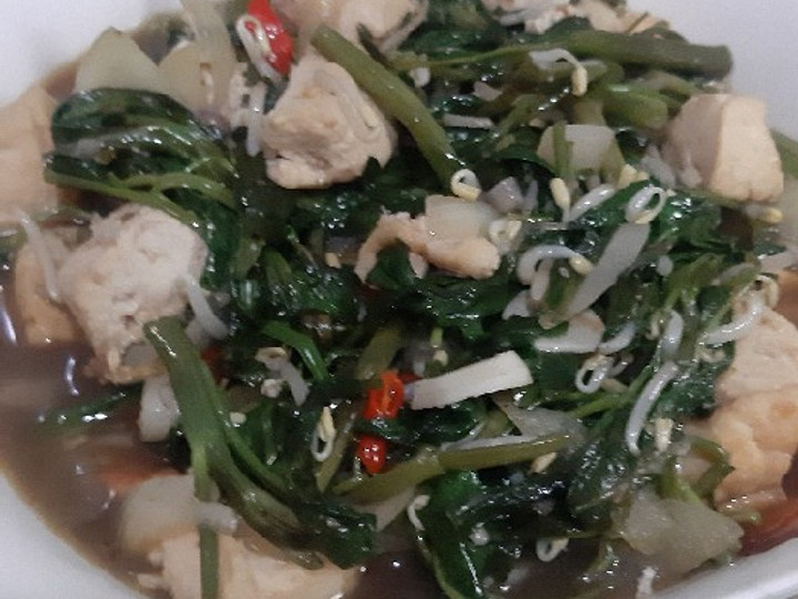 Resep Cah kangkung toge tahu saus tiram Anti Gagal