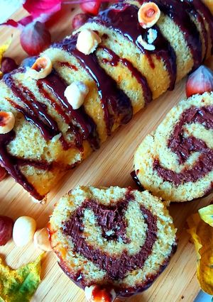 Une photo de Gâteau roulé aux noisettes et Nutella®️