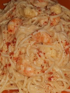 صورة لوصفة معكرونة بالجمبري والوايت صوص 😋❤