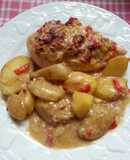 Pollo relleno con crema de verdeo