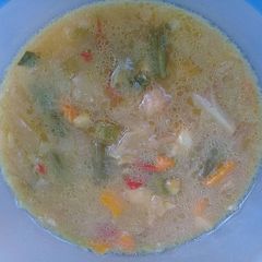 A picture of Tasty chicken soup.