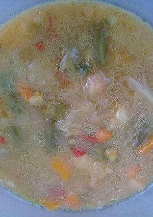 A picture of Tasty chicken soup.