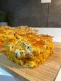 Pastel de calabaza, bacon y queso azul