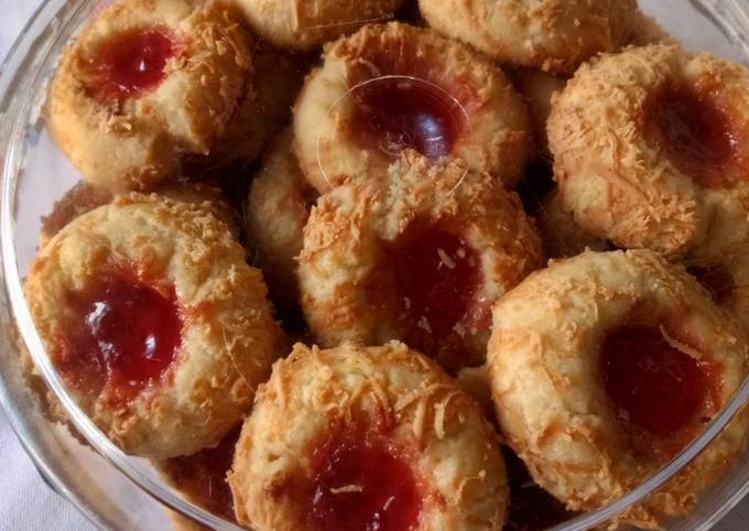 Cheese Thumbprint Cookies with Strawberry Jam