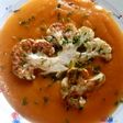 Crema de zanahorias con coliflor a la plancha
