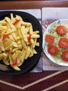 A picture of Fries with steamed cabbage #seasonalingredientscontest#.