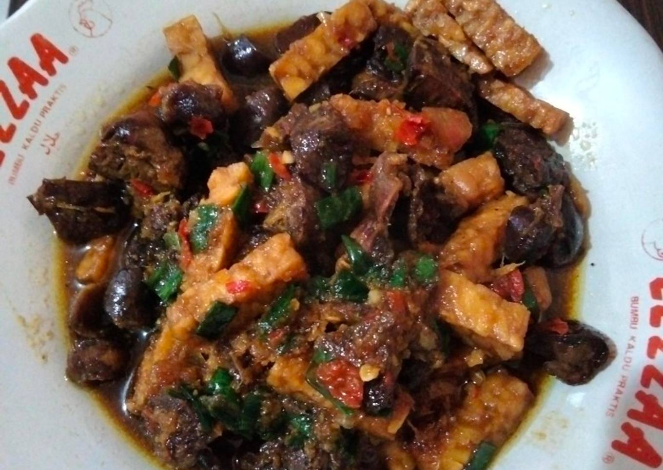 Kuah kecap Tempe ati ampela
