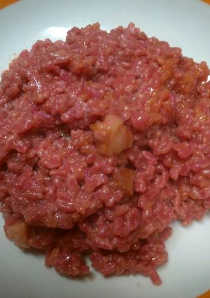 Foto di Risotto alla rapa rossa pancetta affumicata e stracchino