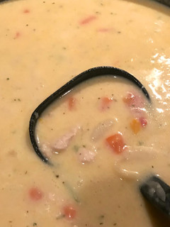 A picture of Chicken potatoes soup.
