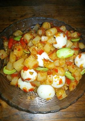 Foto resep Balado KTP (kentang telur pete)
