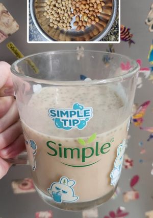Hình của món Sữa đậu phộng rang + đậu gà rắc hạt chia🥜🥜🥜🧆🍶.