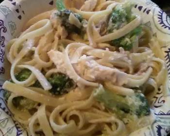 How To Making Recipe Broccoli Chicken Fettuccine Alfredo Yummy