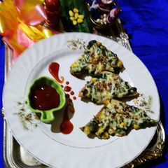 Creamy Spinach Corn Bread Pizza A picture of Creamy Spinach Corn Bread Pizza.