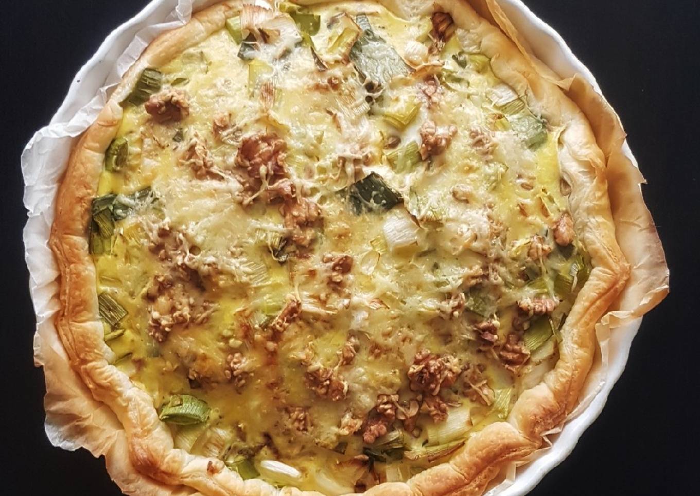 Tarte poireaux et noix