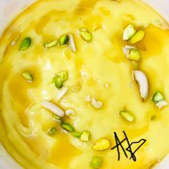 A picture of Organic Gondhoraj lemon custard pudding.