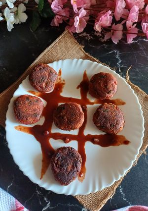 A picture of Beetroot Sweet Potato Tikki / Pink Tikki.