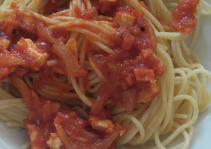 Resep Spaghetti Ayam Sosis saus bolognise