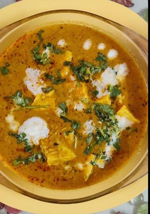 A picture of Butter paneer masala recipe without onion and garlic.